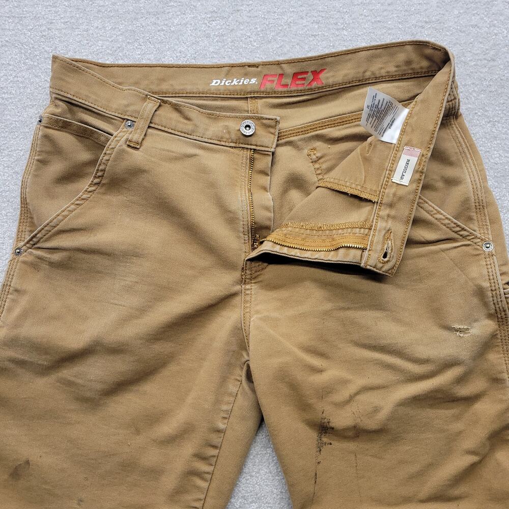 Dickies Flex Work Shorts Mens 32 Brown Carpenter Utility Stretch Canvas - Picture 8 of 9